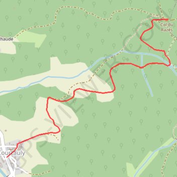 Itinéraire Le Col de Razès - Courtauly, distance, dénivelé, altitude, carte, profil, trace GPS