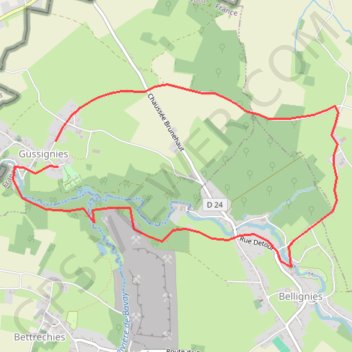 Itinéraire Gussignies, distance, dénivelé, altitude, carte, profil, trace GPS