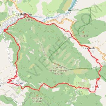 Itinéraire Castellane - Le tour de Destourbes, distance, dénivelé, altitude, carte, profil, trace GPS