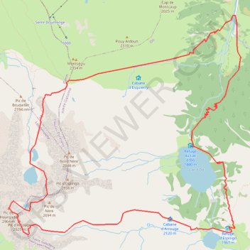 Itinéraire Pics d'Arrouge et de Hourgade depuis les granges d'Astau, distance, dénivelé, altitude, carte, profil, trace GPS