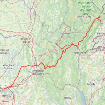Itinéraire Saint-Maurice-de-Beynost → Gex, distance, dénivelé, altitude, carte, profil, trace GPS