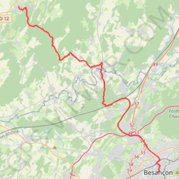 Itinéraire De Gy à Besançon, distance, dénivelé, altitude, carte, profil, trace GPS