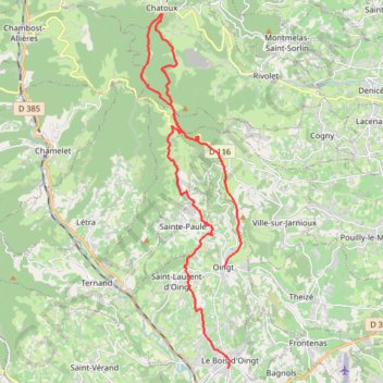Itinéraire Sortie au départ de Oingt, distance, dénivelé, altitude, carte, profil, trace GPS