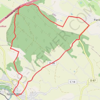 Itinéraire Autour de Giroussens, distance, dénivelé, altitude, carte, profil, trace GPS