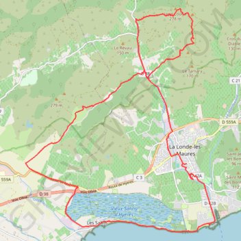 Itinéraire Les Salins - La Londe, distance, dénivelé, altitude, carte, profil, trace GPS