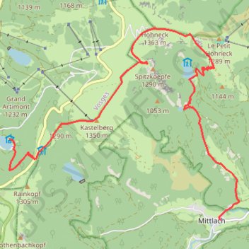 Itinéraire Mittlach au lac de Blanchemer, distance, dénivelé, altitude, carte, profil, trace GPS