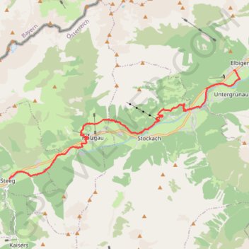 Itinéraire Lechweg (Autriche), distance, dénivelé, altitude, carte, profil, trace GPS