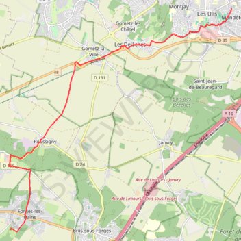 Itinéraire Mondétour - Forges-les-Bains, distance, dénivelé, altitude, carte, profil, trace GPS