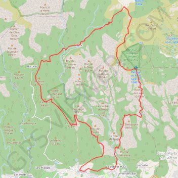 Itinéraire Mons - Bardou - Douch, distance, dénivelé, altitude, carte, profil, trace GPS
