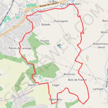 Itinéraire Pont-du-Casse / Darel, une boucle nature - Pays de l'Agenais, distance, dénivelé, altitude, carte, profil, trace GPS