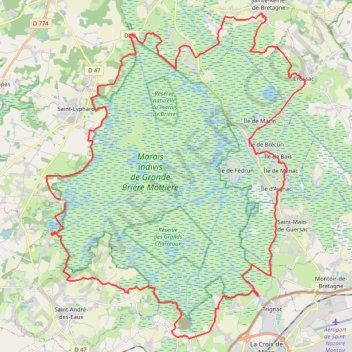 Itinéraire Tour de La Brière, distance, dénivelé, altitude, carte, profil, trace GPS