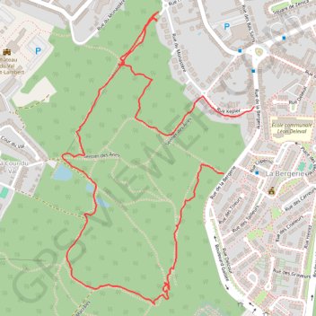 Itinéraire Étangs du Val Saint-Lambert en boucle depuis la Bergerie, distance, dénivelé, altitude, carte, profil, trace GPS