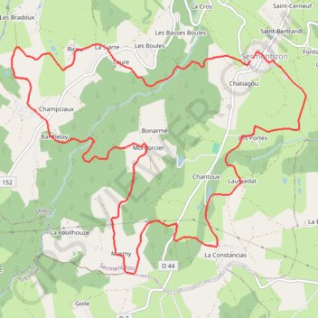 Itinéraire Marche à Sermentizon, distance, dénivelé, altitude, carte, profil, trace GPS