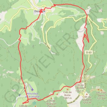 Itinéraire Cret de l'Oeillon, distance, dénivelé, altitude, carte, profil, trace GPS