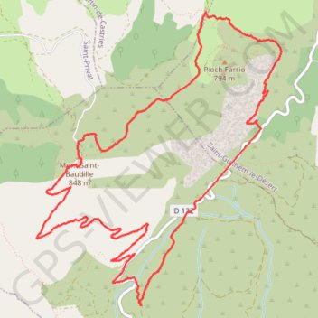 Itinéraire Pic Saint Baudille, distance, dénivelé, altitude, carte, profil, trace GPS