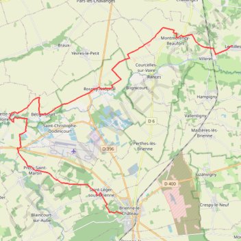 Itinéraire De Lentilles à Brienne-le-Château (Chemin de Compostelle), distance, dénivelé, altitude, carte, profil, trace GPS