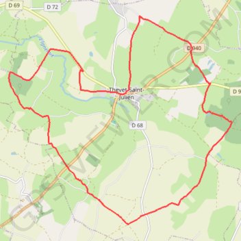 Itinéraire Campagne berrichonne : autour de Thévet-Saint-Julien, distance, dénivelé, altitude, carte, profil, trace GPS