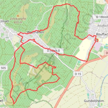 Itinéraire MP Rouffach 2024 - 21,160 KM D+ 451 m, distance, dénivelé, altitude, carte, profil, trace GPS