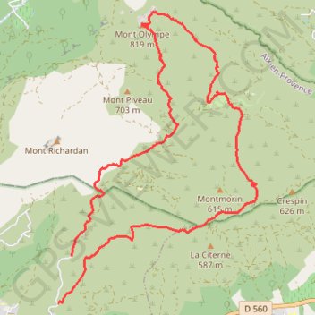 Itinéraire Mont Olympe, distance, dénivelé, altitude, carte, profil, trace GPS