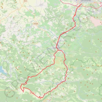 Itinéraire Puivers-Carcassonne, distance, dénivelé, altitude, carte, profil, trace GPS