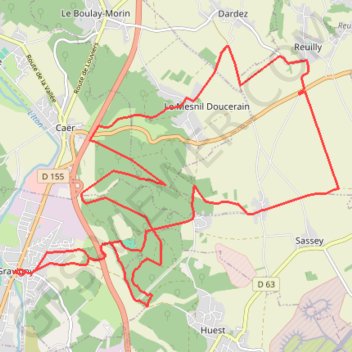 Itinéraire Fôret d'Huet - Gravigny, distance, dénivelé, altitude, carte, profil, trace GPS