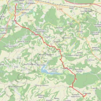 Itinéraire De Laon à Craonnelle, distance, dénivelé, altitude, carte, profil, trace GPS