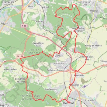 Itinéraire La Domontoise, distance, dénivelé, altitude, carte, profil, trace GPS