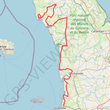 Itinéraire Yquelon_Barneville_V3, distance, dénivelé, altitude, carte, profil, trace GPS