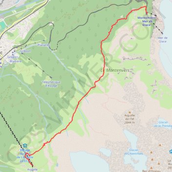 Itinéraire Grand Balcon Nord : Plan de l'Aiguille du Midi - Montenvers, distance, dénivelé, altitude, carte, profil, trace GPS