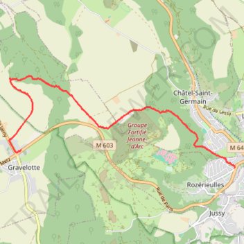 Itinéraire Gravelotte - Rozérieulles, distance, dénivelé, altitude, carte, profil, trace GPS