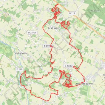 Itinéraire Nieul-les-Saintes - 5482 - UtagawaVTT.com, distance, dénivelé, altitude, carte, profil, trace GPS