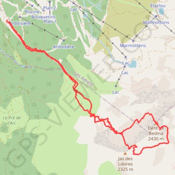 Itinéraire Dent de Bédina & Jas du Lièvre, distance, dénivelé, altitude, carte, profil, trace GPS