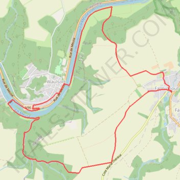 Itinéraire DINANT-FALMIGNOUL*- Les Cascatelles et ruines du château Thierry, distance, dénivelé, altitude, carte, profil, trace GPS