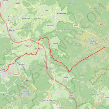 Itinéraire Baraque Michel - Hockai - Sart-lez-Spa - Spa, distance, dénivelé, altitude, carte, profil, trace GPS
