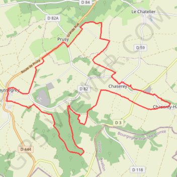Itinéraire Randonnée à Coussegrey, distance, dénivelé, altitude, carte, profil, trace GPS