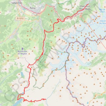 Itinéraire Tour du Mont Blanc - Le Chapieux à Chamonix, distance, dénivelé, altitude, carte, profil, trace GPS