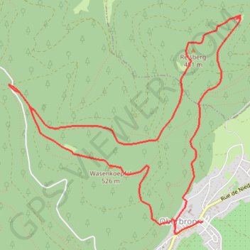 Itinéraire En forêt de Niederbronn de Oberbronn au château de Wasenbourg, distance, dénivelé, altitude, carte, profil, trace GPS