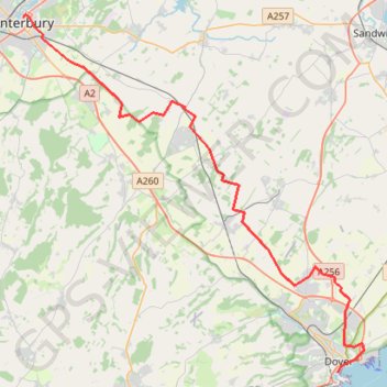 Itinéraire 01: Canterbury – Dover (Developed), distance, dénivelé, altitude, carte, profil, trace GPS