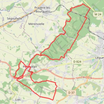 Itinéraire Bouconne, distance, dénivelé, altitude, carte, profil, trace GPS