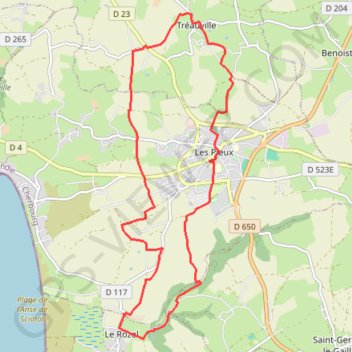 Itinéraire Les Pieux, distance, dénivelé, altitude, carte, profil, trace GPS