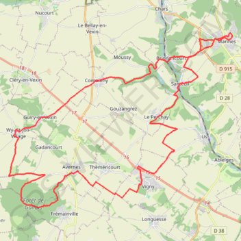 Itinéraire De Marines à Wy-dit-Joli-Village, distance, dénivelé, altitude, carte, profil, trace GPS