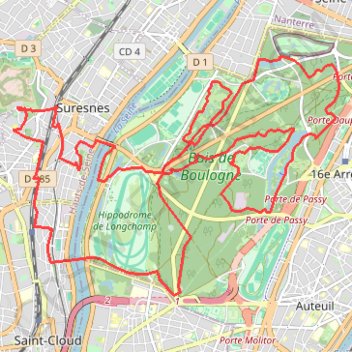 Itinéraire BOIS DE BOULOGNE, distance, dénivelé, altitude, carte, profil, trace GPS