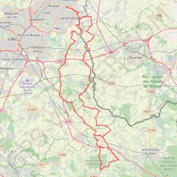 Itinéraire Brevet André Mille - Asptt Roubaix, distance, dénivelé, altitude, carte, profil, trace GPS