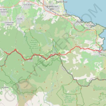 Itinéraire Banyuls - col de l'Ouillat, distance, dénivelé, altitude, carte, profil, trace GPS