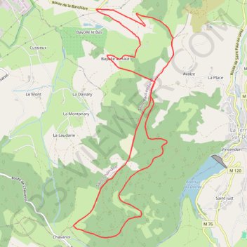 Itinéraire La Barollière - Chavanol - Bayolle, distance, dénivelé, altitude, carte, profil, trace GPS