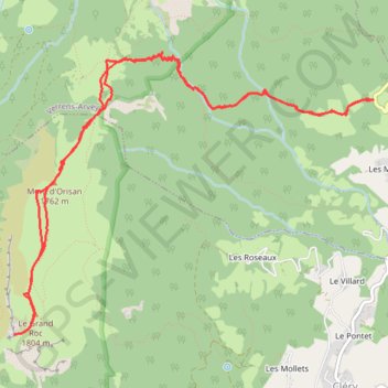 Itinéraire Grand Roc, distance, dénivelé, altitude, carte, profil, trace GPS