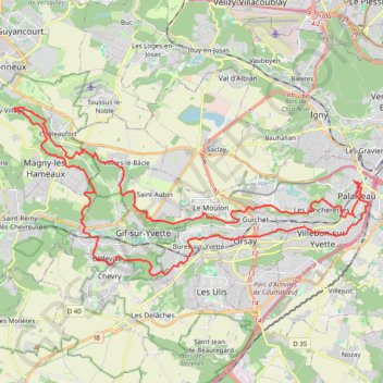 Itinéraire Boucle vers Magny et côte de Chevry, distance, dénivelé, altitude, carte, profil, trace GPS