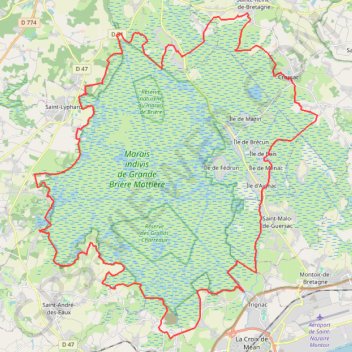 Itinéraire Tour de Brière - Montoir-de-Bretagne, distance, dénivelé, altitude, carte, profil, trace GPS