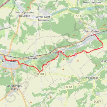 Itinéraire Dourdan - rando en suivant l'Orge, distance, dénivelé, altitude, carte, profil, trace GPS