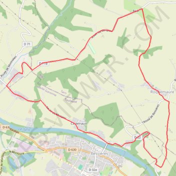 Itinéraire Bessières Roquemaure, distance, dénivelé, altitude, carte, profil, trace GPS